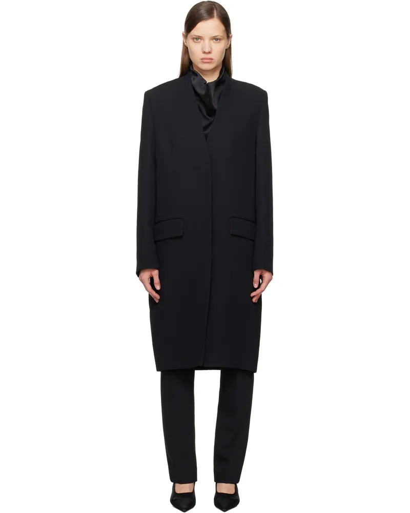 Totême Black Deep Pleat Coat Black