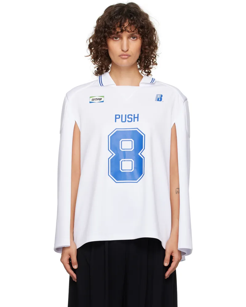 pushBUTTON White Cape Style Jersey Polo White