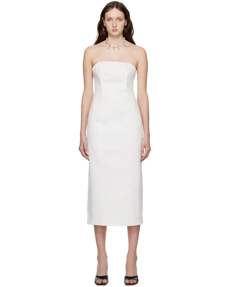 STAUD White Daniela Midi Dress White