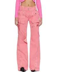 Blumarine Pink Garment-Dyed Denim Cargo Pants Dbubblegum