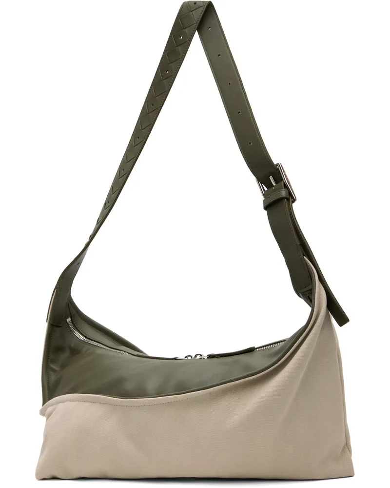 Bottega Veneta Off-White & Green Small Zigzag Bag 2886