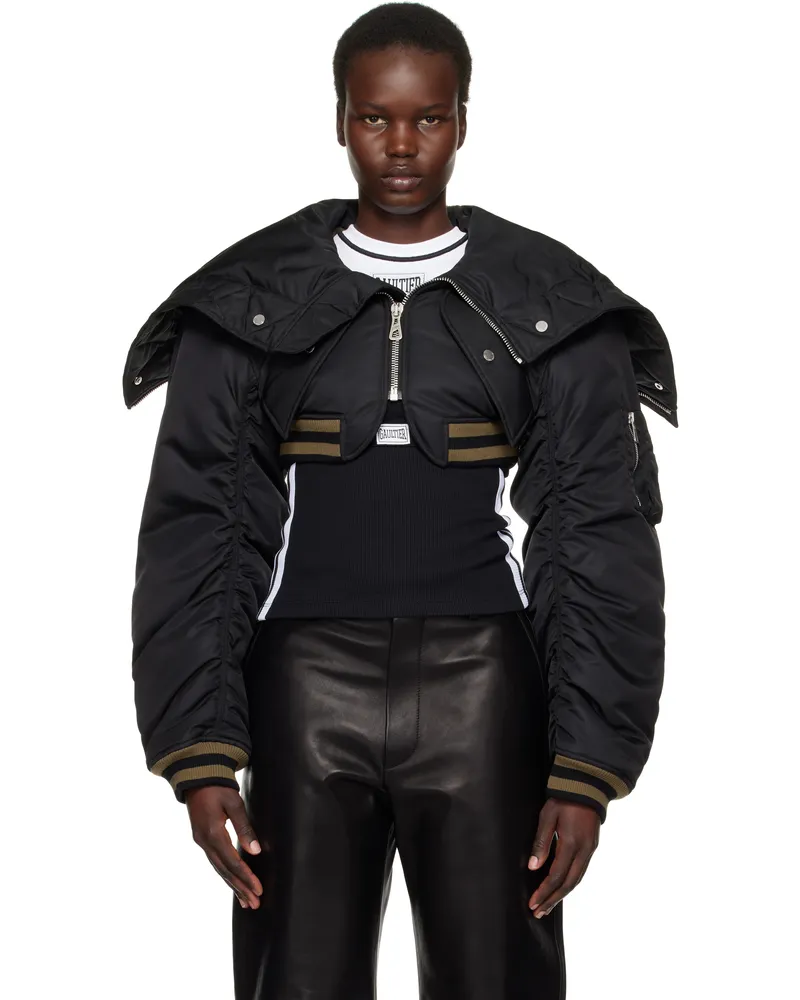 Jean Paul Gaultier Black 'The Quilted Cropped' Bomber Jacket 00