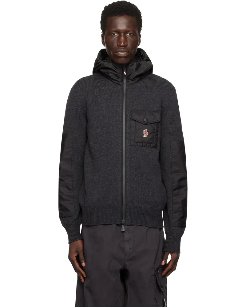 Moncler Gray Wool Zip-Up Hoodie 972