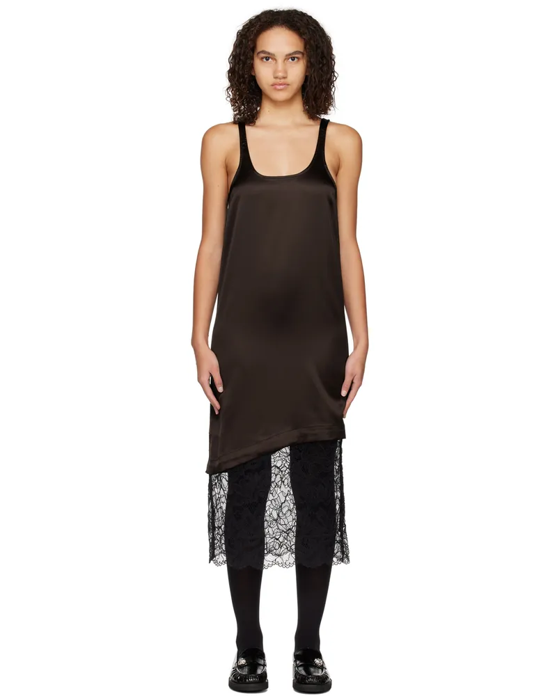 Ganni Brown Paneled Midi Dress 897