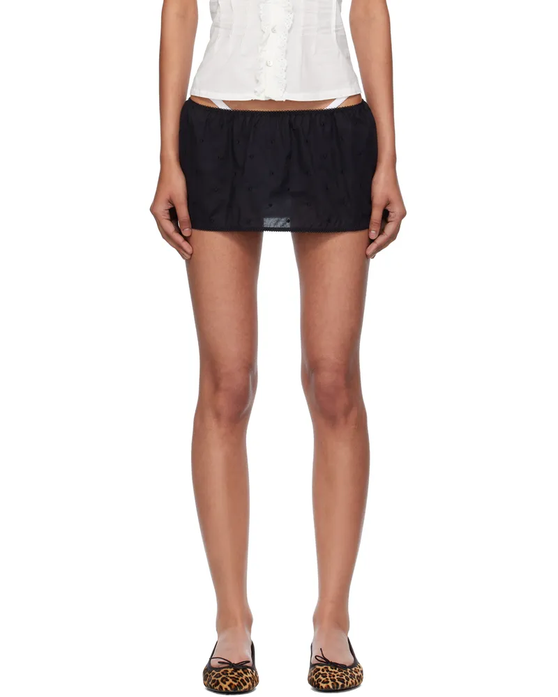 Fruity Booty Black Polka Broderie Skort Black