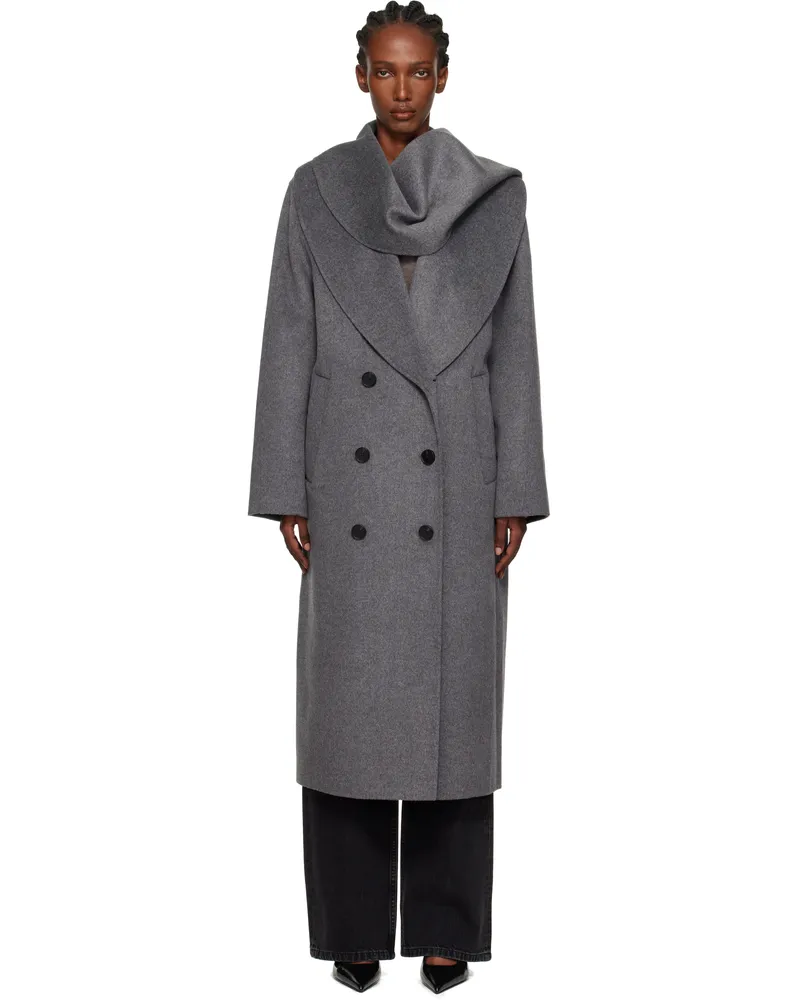 Róhe Gray Signature Double-Faced Scarf Coat 030_301