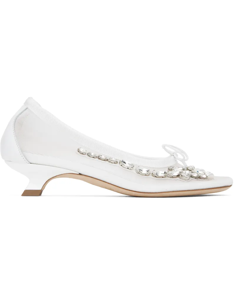 Simone Rocha SSENSE Exclusive Bridal Capsule Embellished Flower Ballerina Heels Ivory