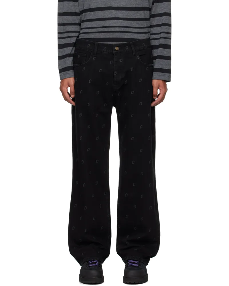Robyn Lynch Black Laser Etched Eire Motif Jeans Black