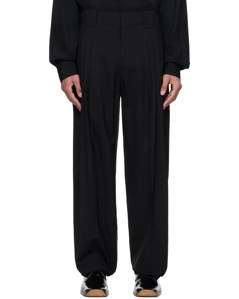 Thierry Mugler Black Pleated Wide Leg Trousers 1999