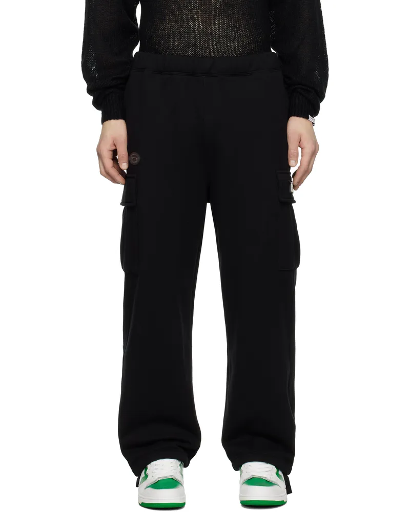 AAPE by A Bathing Ape Black 'AAPE' Moonface Logo Cargo Sweatpants Bkx