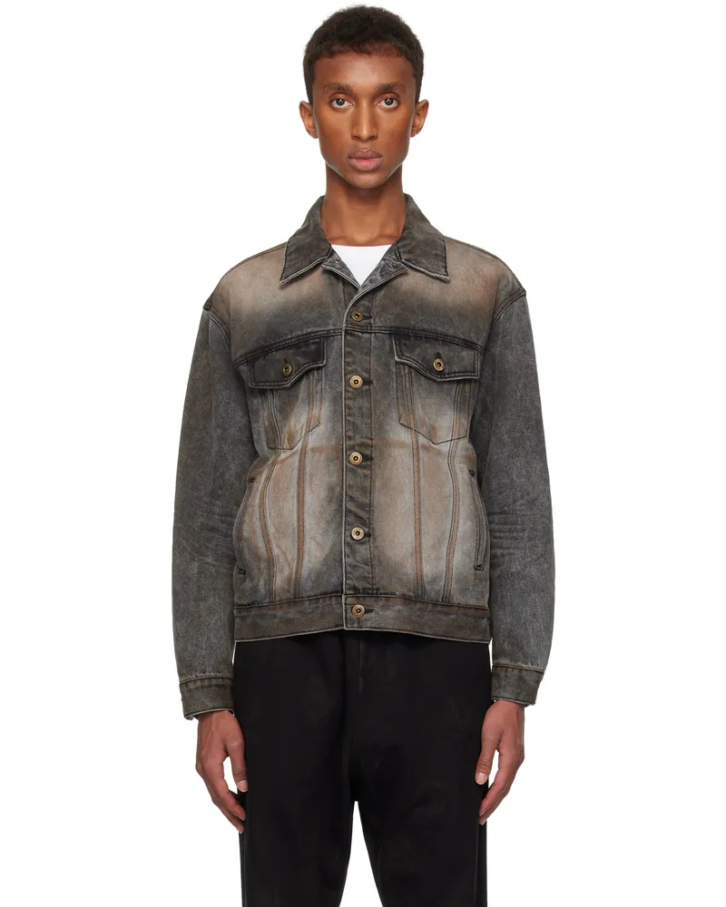 WE 11 DONE Black Washed Denim Jacket Black