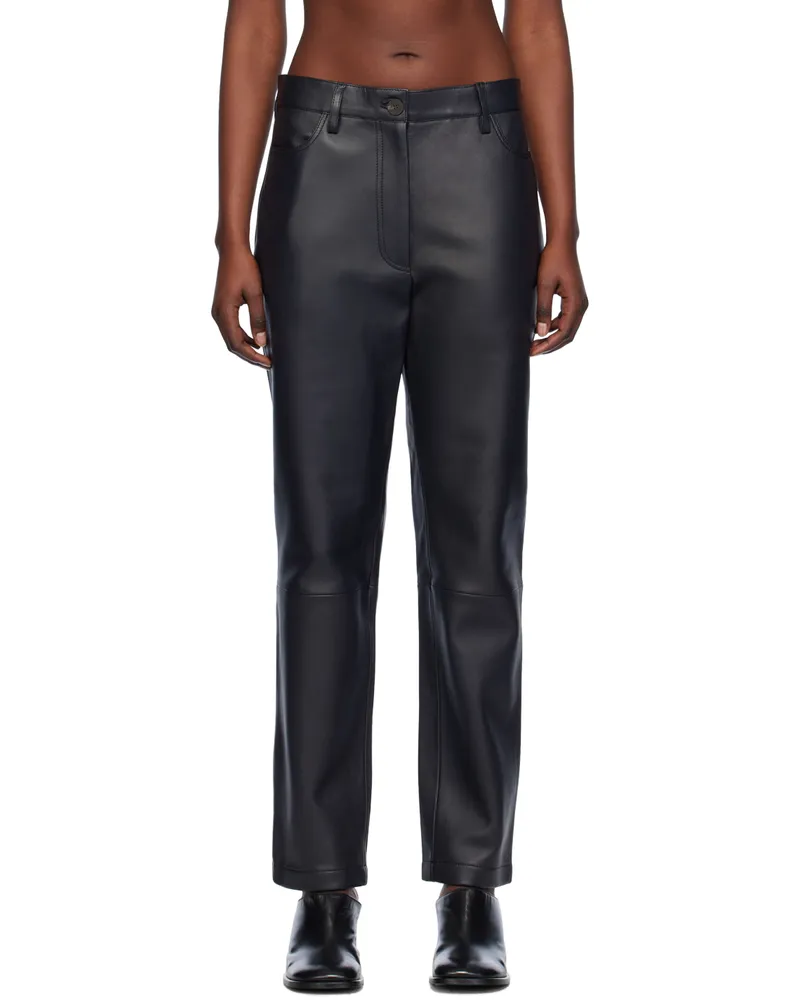 Studio Nicholson Black Opie Leather Pants Black