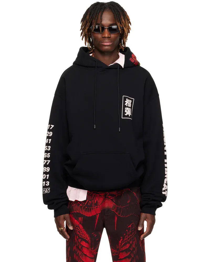 LU'U DAN Black 'Year of the Snake' Oversized Hoodie Black