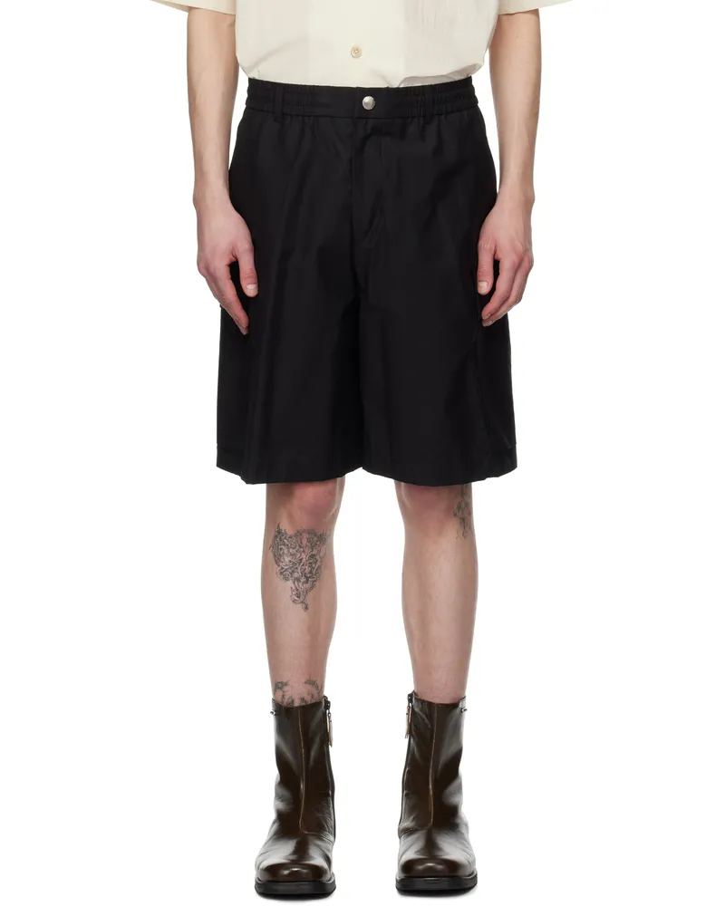 SOLID HOMME Black Drawstring Cargo Shorts 733b
