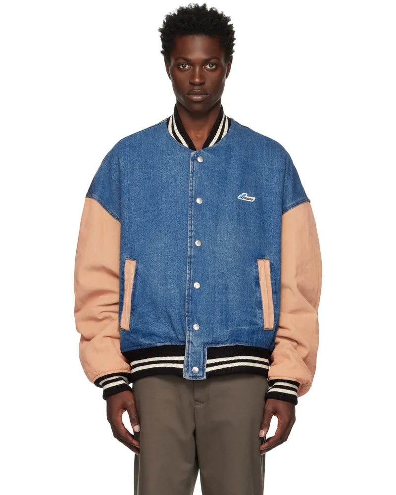 WE 11 DONE Blue Varsity Denim Jacket Blue