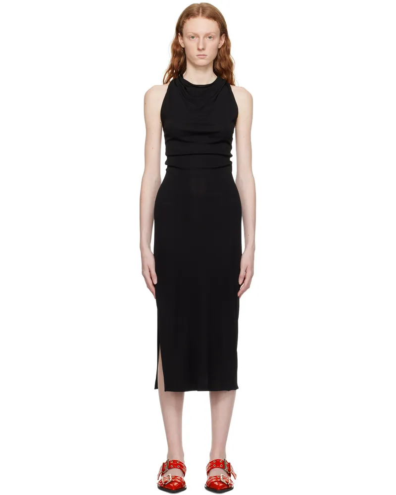 Helmut Lang Black Twisted Maxi Dress Black