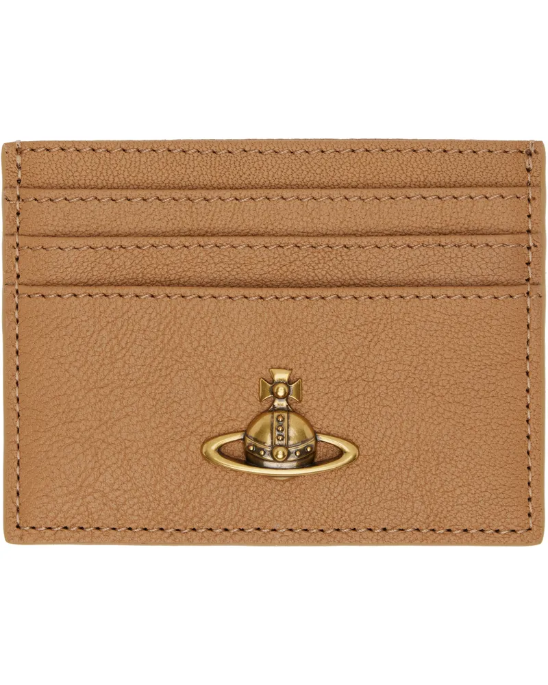 Vivienne Westwood Tan Washed Leather Card Holder Ss25-c406
