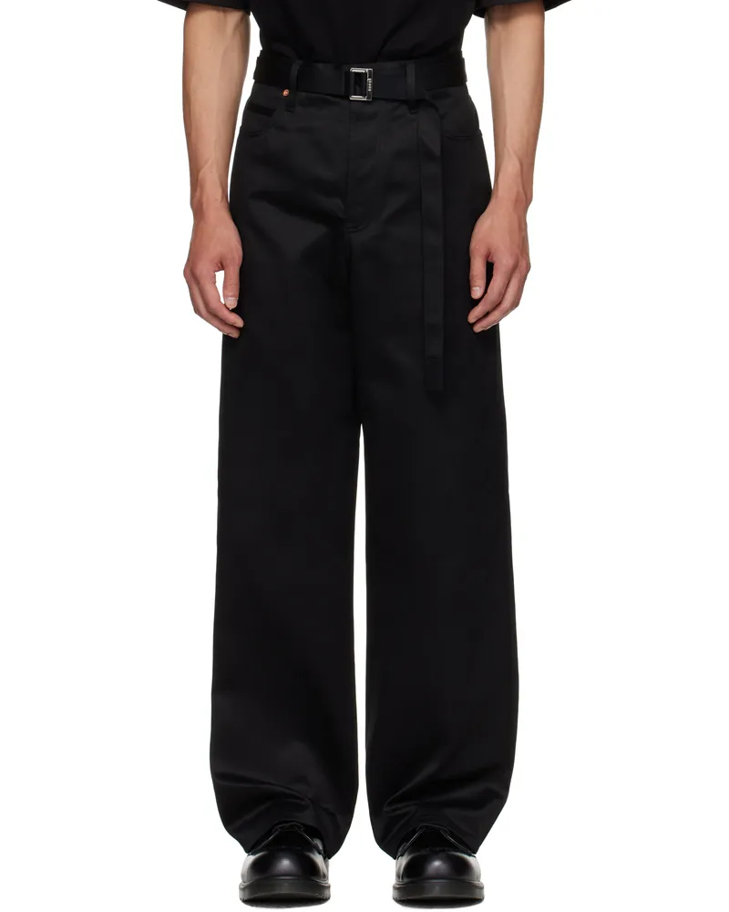 Sacai Black Cotton Chino Trousers 001