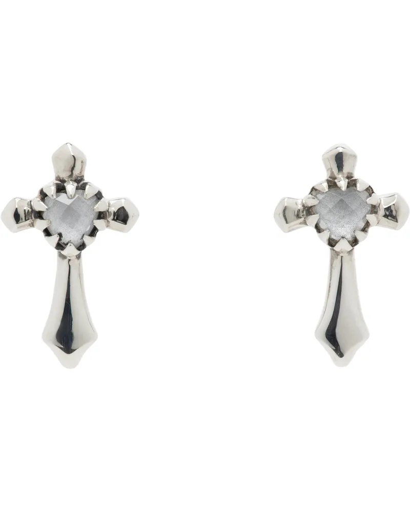 Stolen Girlfriends Club SSENSE Exclusive Silver Gothic Cross Stud Earrings Silver