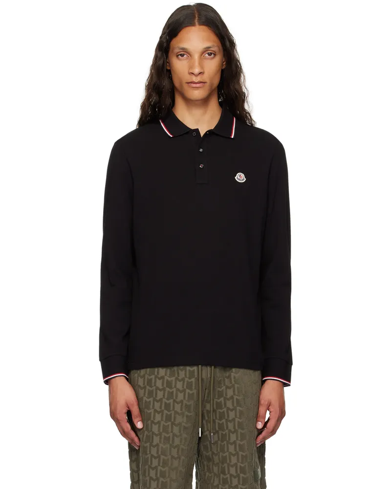 Moncler Black Logo Patch Polo 999