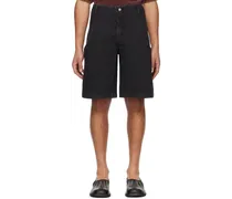 Black Five-Pocket Denim Shorts