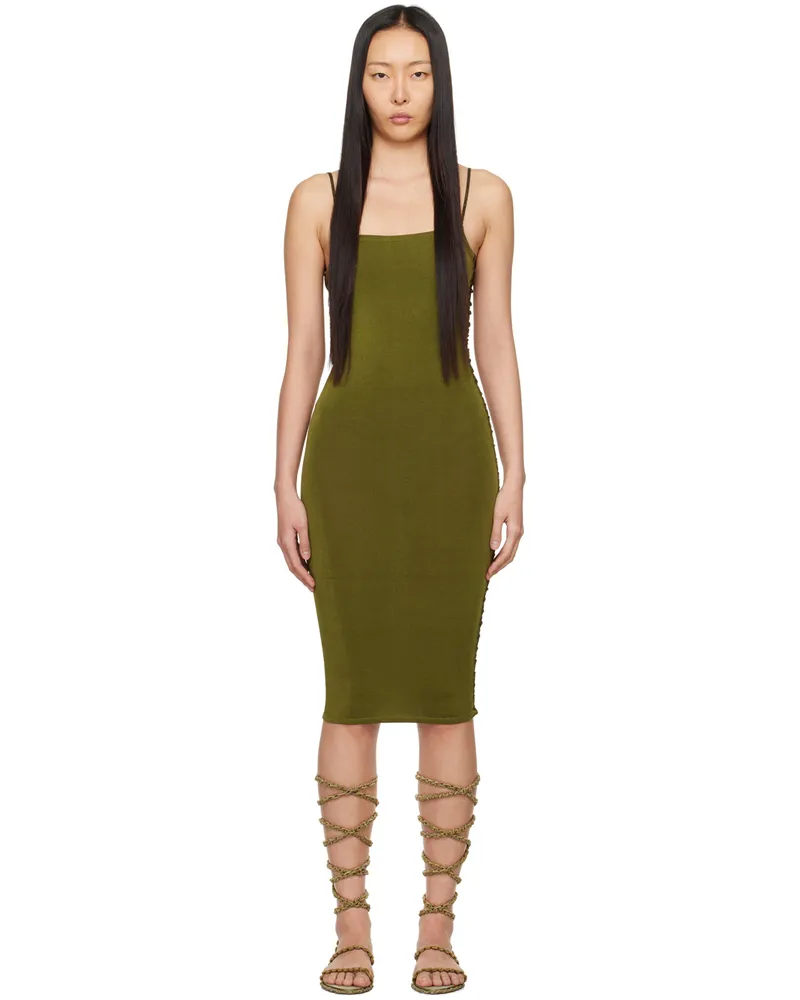 Isa Boulder SSENSE Exclusive Khaki Jigsaw Midi Dress Military