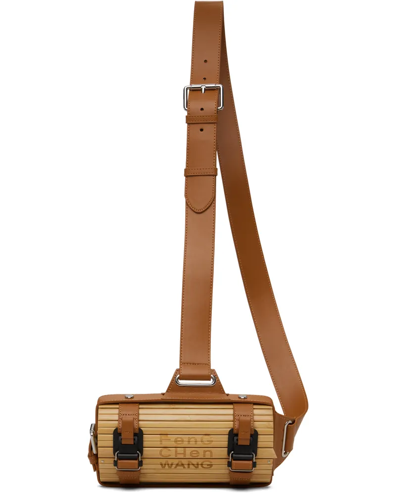 Feng Chen Wang Beige & Brown Bamboo Crossbody Bag Bamboo