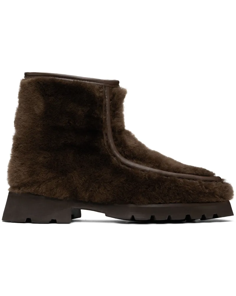 HEREU Brown Armenta Low Zipped Boots Forest
