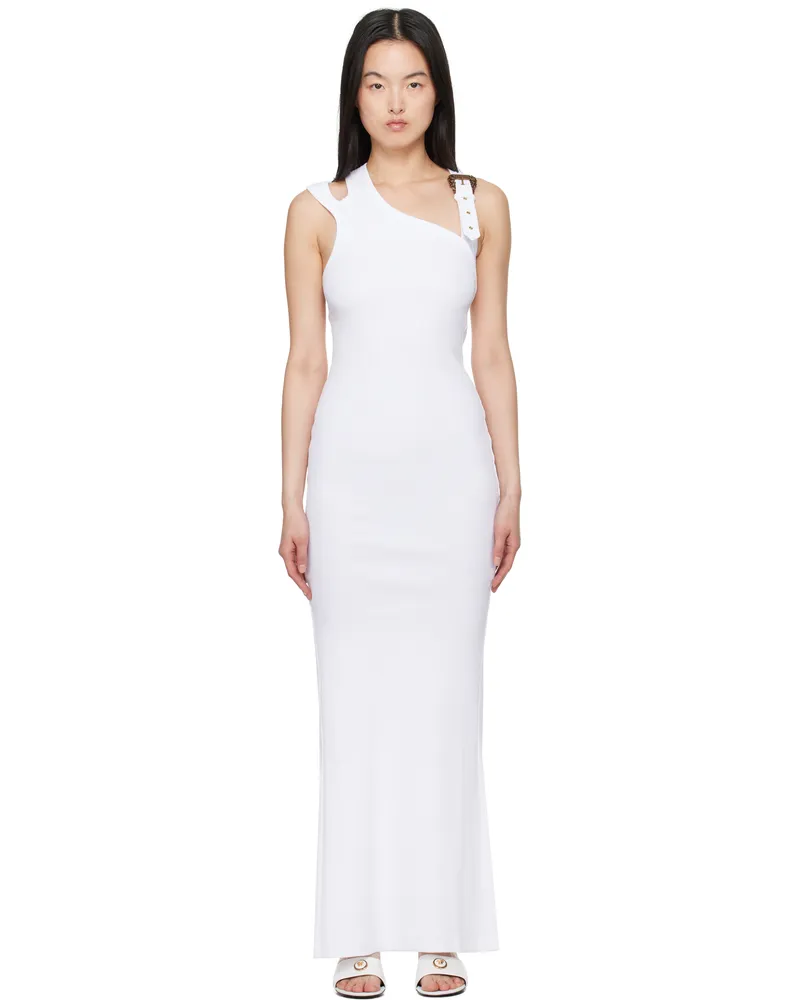 Versace Jeans White Baroque Buckle Maxi Dress E003