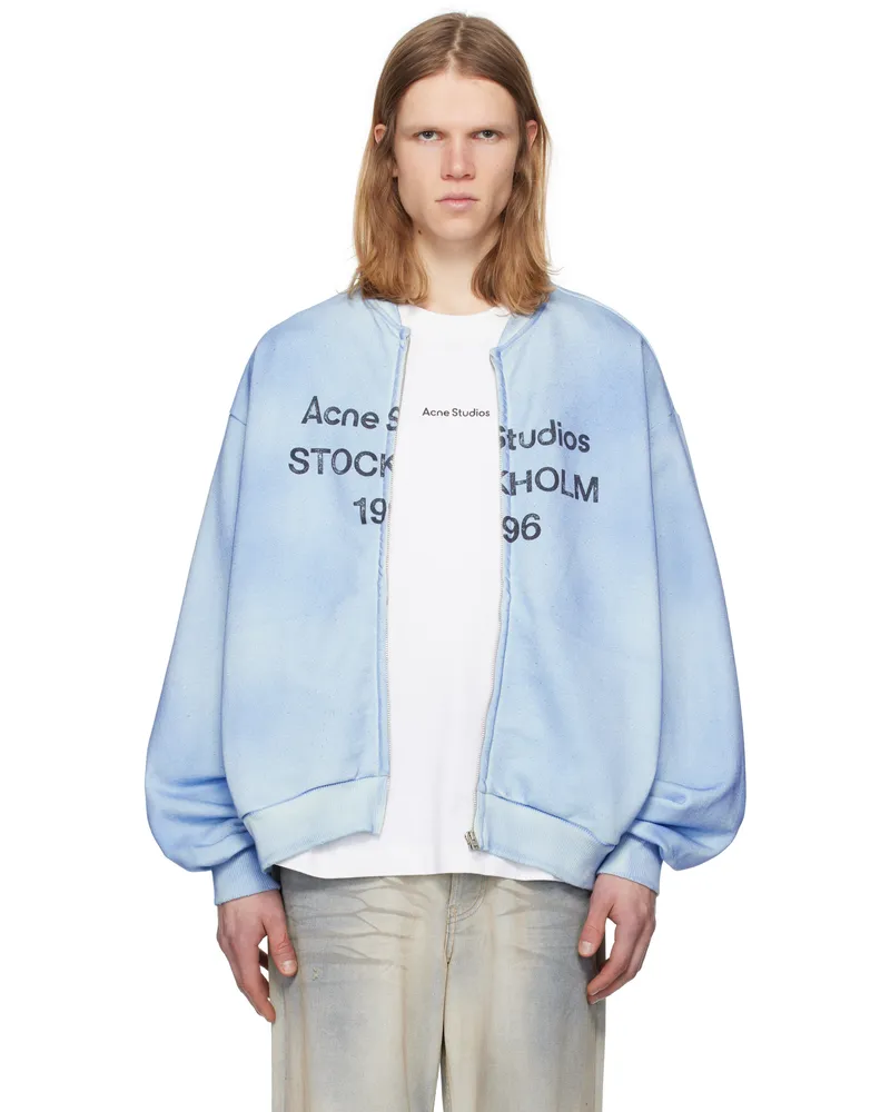 Acne Studios Blue Logo Zip Sweater Aat