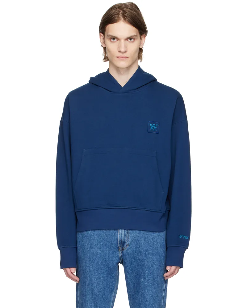 Wooyoungmi Blue Embroidered Hoodie Blue