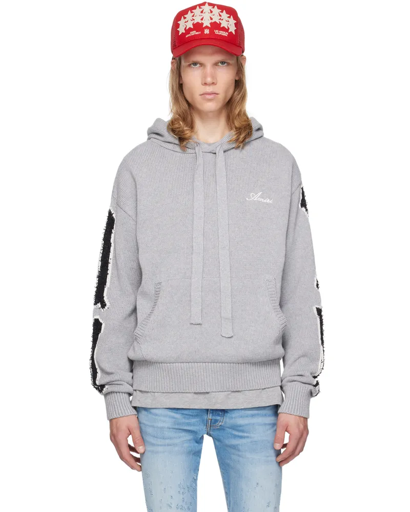 Amiri Gray Bones Hoodie Grey