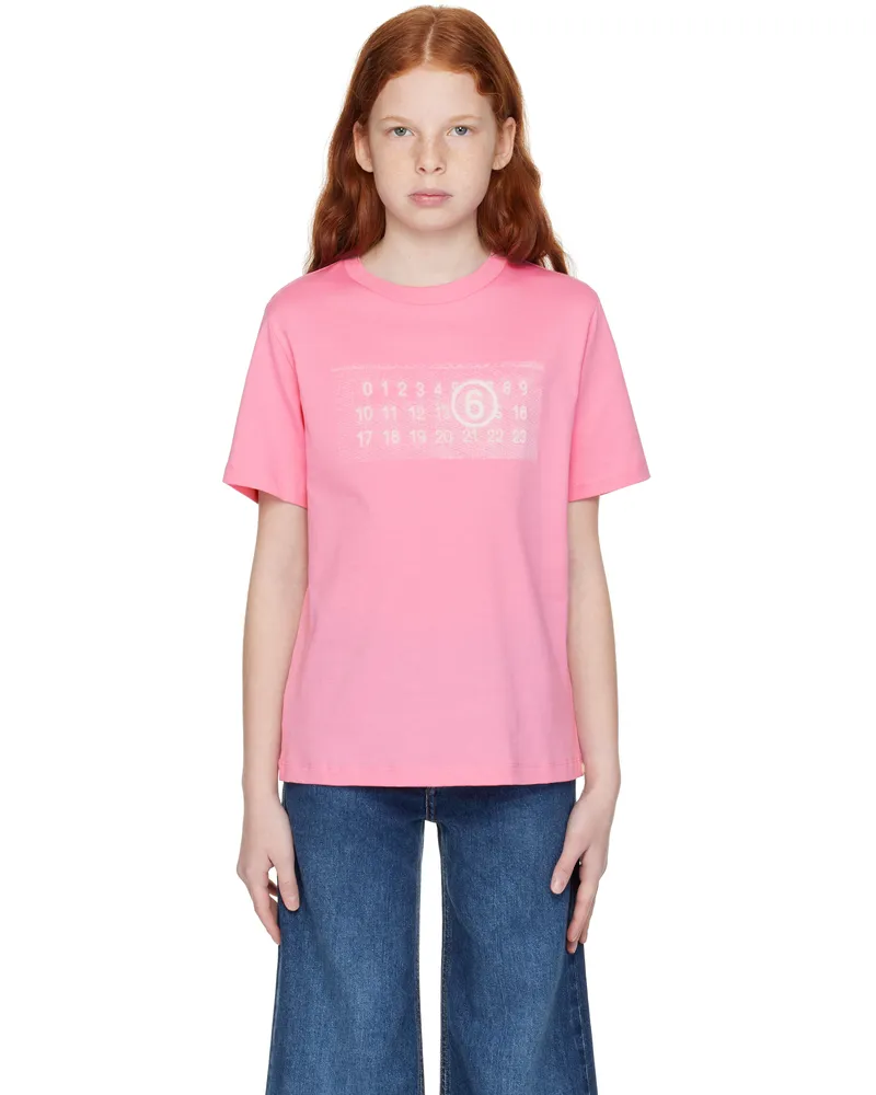 Maison Margiela Kids Pink Printed Logo T-shirt M6308