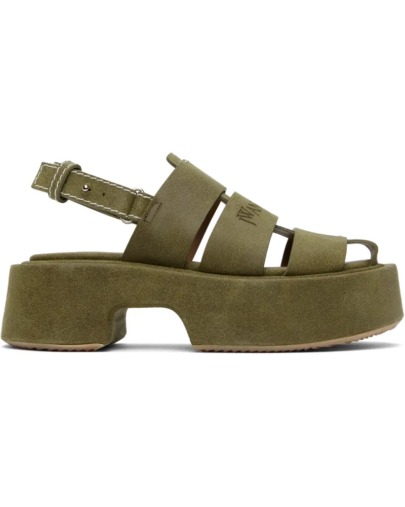 J.W.Anderson Green Suede Platform Fisherman Sandals 526