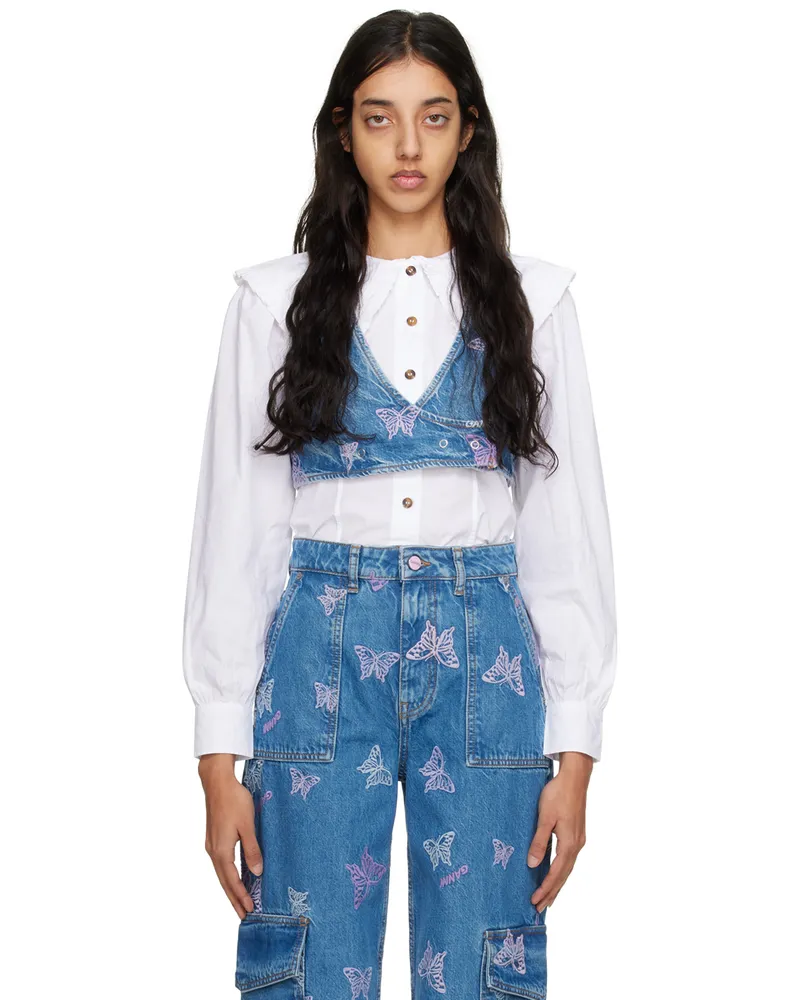 Ganni Blue Embroidered Tank Top 630