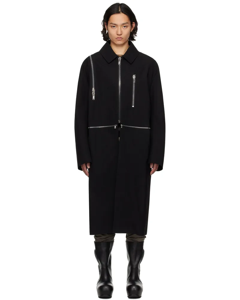 Rick Owens Black Hollywood Headon Jumbo Mac Coat 09