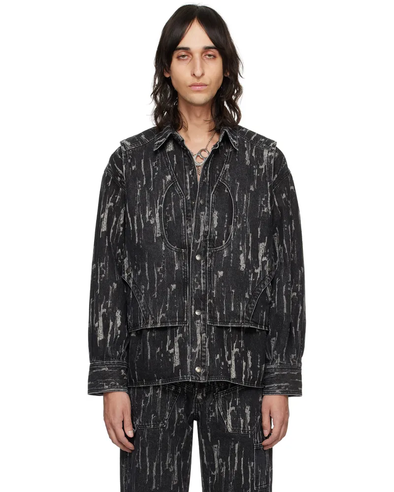 Andersson Bell Black Layered Denim Jacket Black