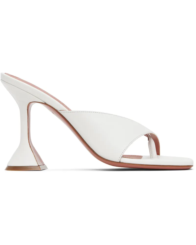 Amina Muaddi White Shiona Slipper Heeled Sandals Nappa