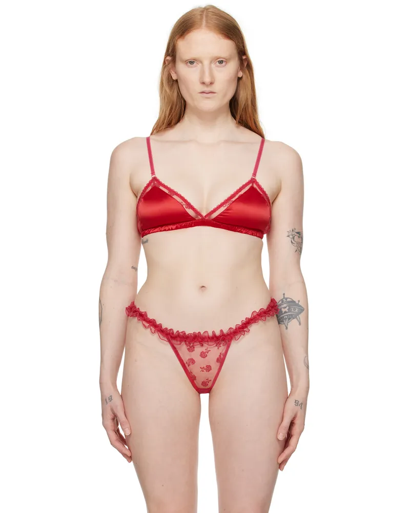 Le Petit Trou Red & Pink Rose Soft Bra Pink