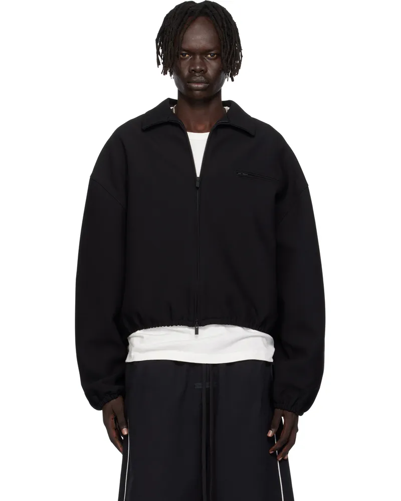 Fear of God Black Bonded Canvas Zip-Up Jacket Jet