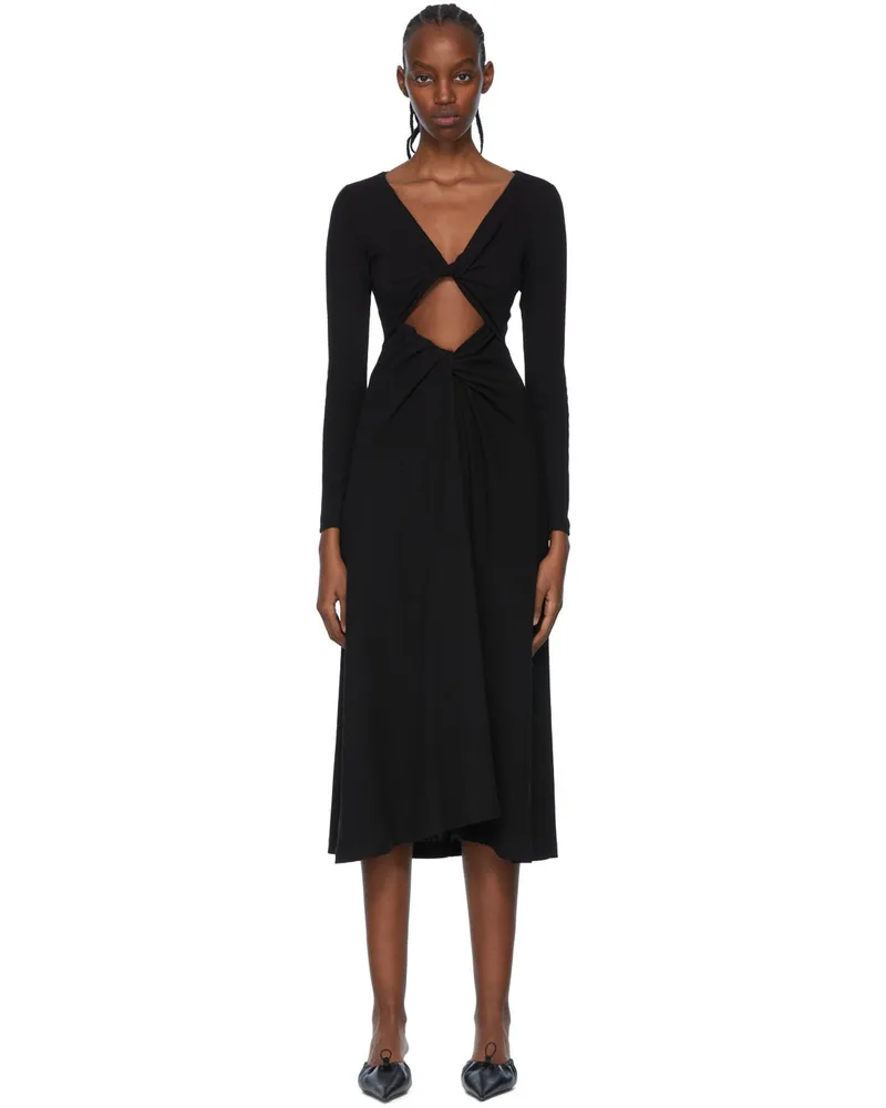 Rosetta Getty Black Cotton Midi Dress Black