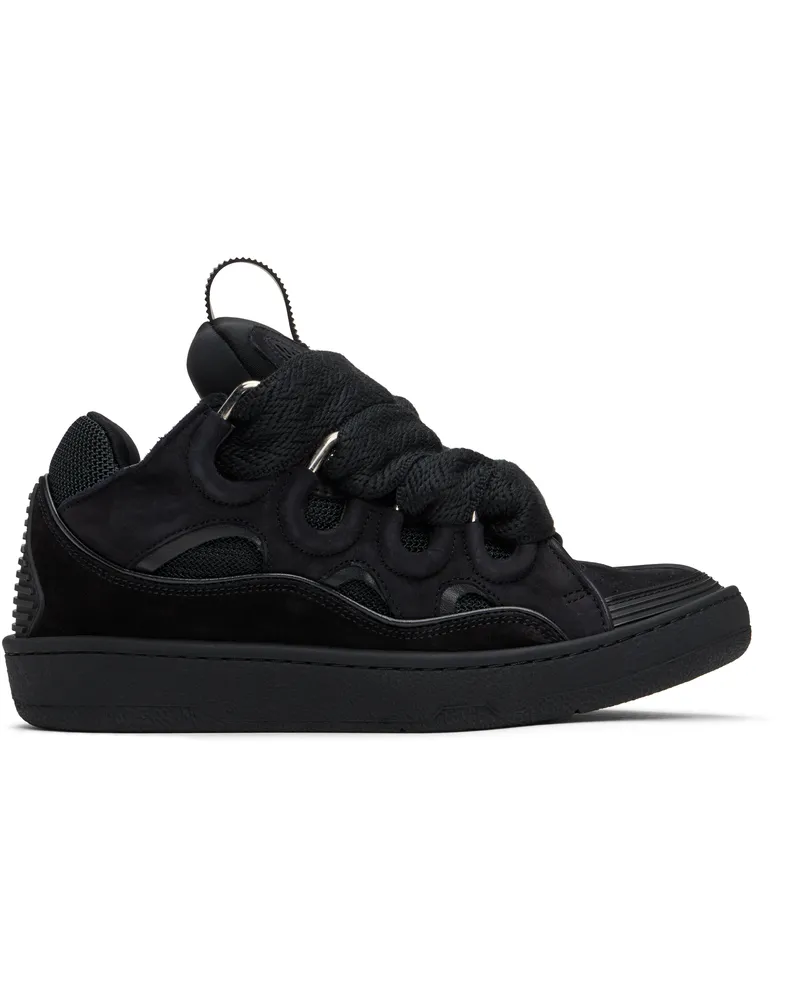 Lanvin Black Curb Leather Sneakers Black