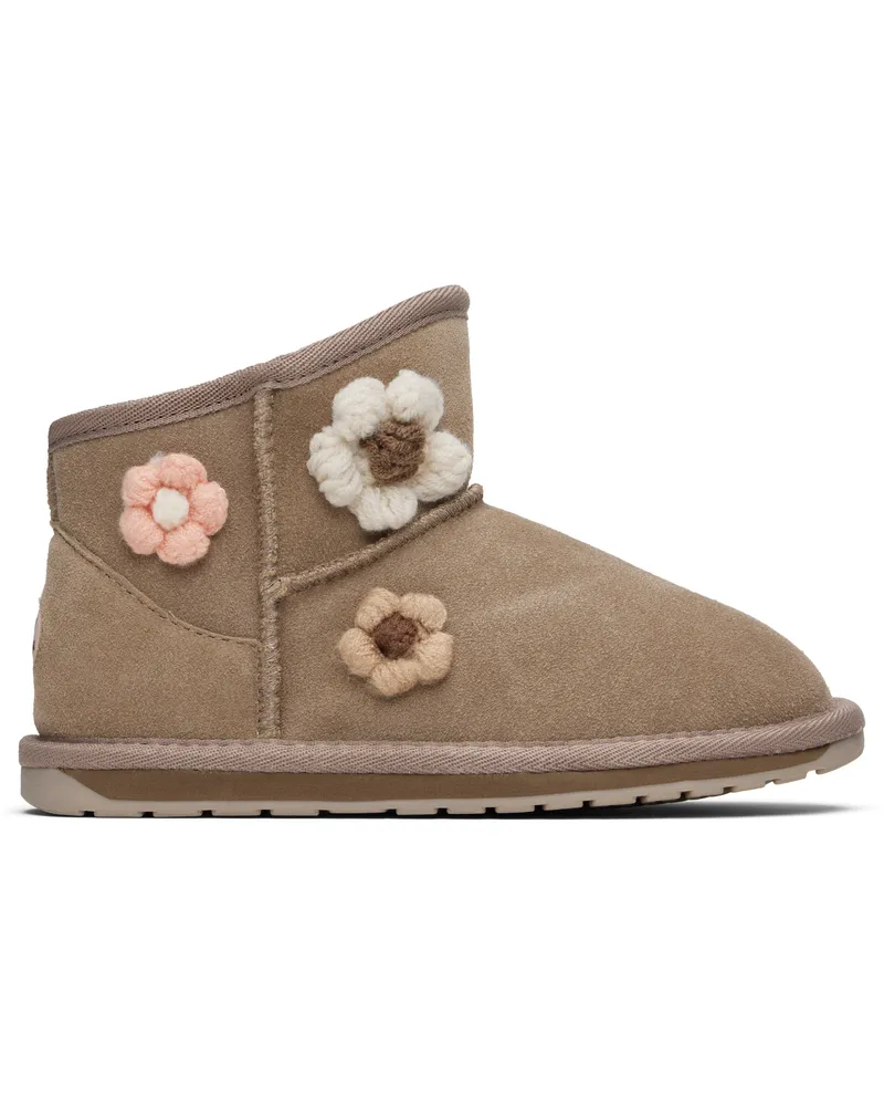 EMU Kids Brown Daisy Boots Mushroom