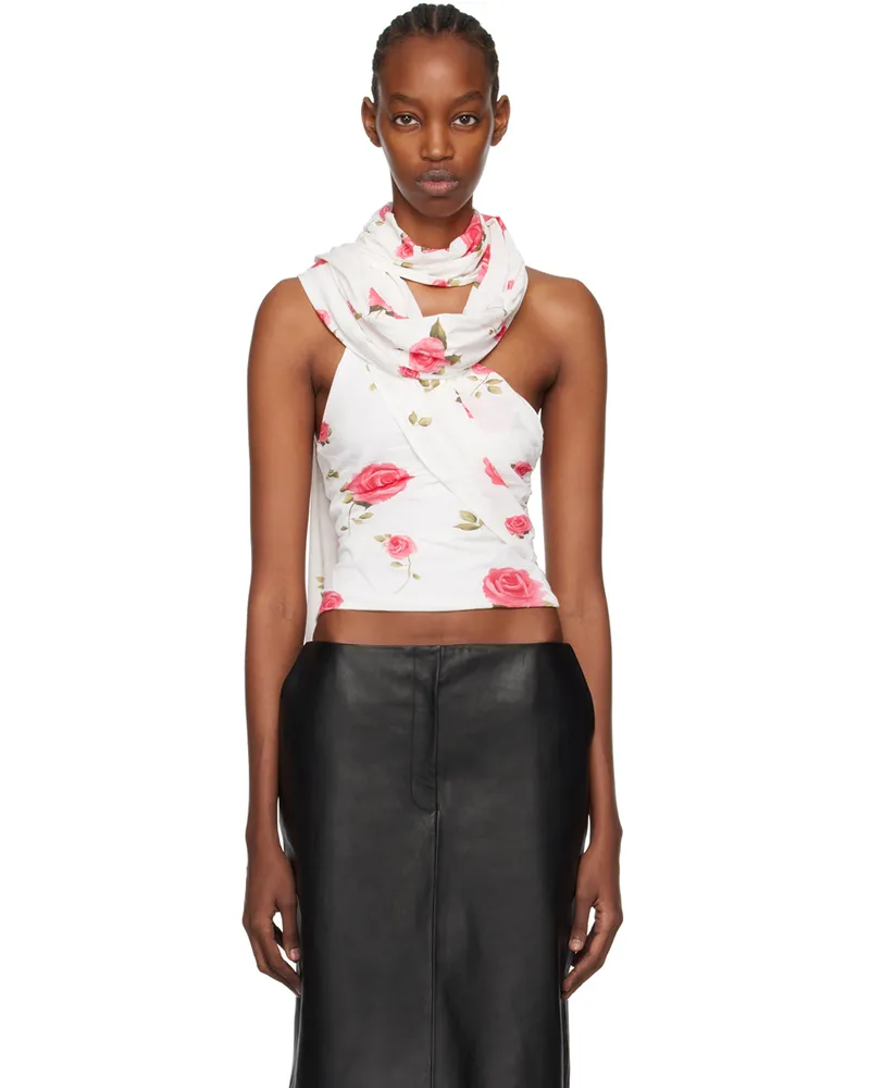 Magda Butrym White Wrap Tank Top Cream