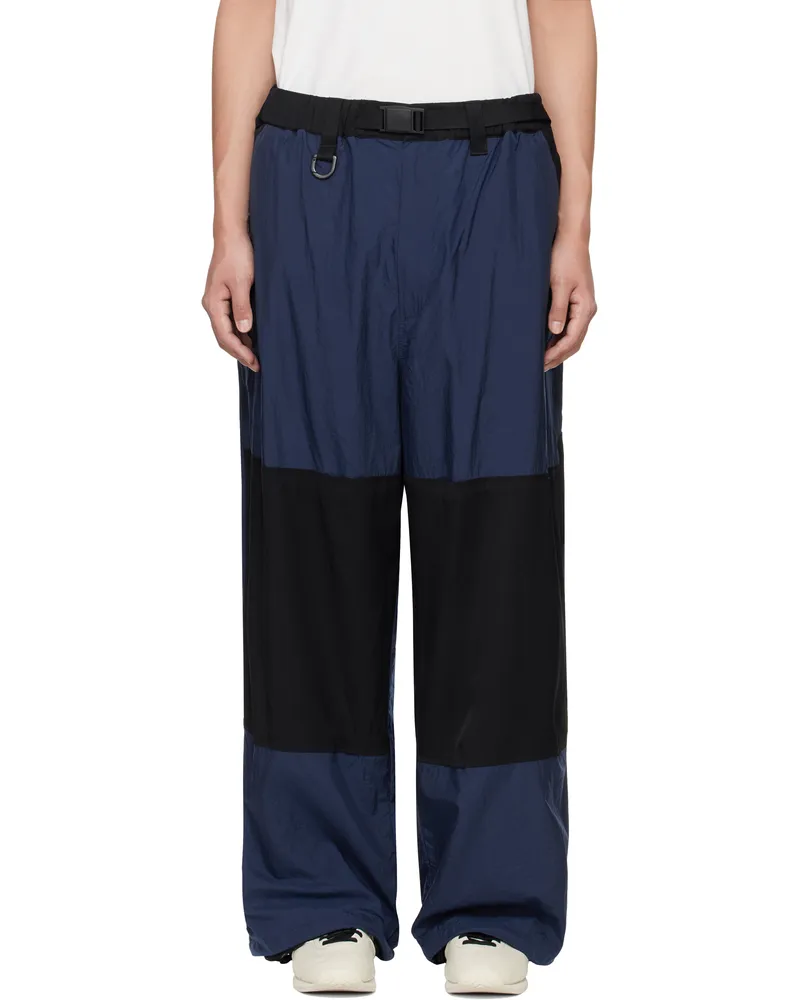 Y-3 Navy & Black Nylon Trousers Blue