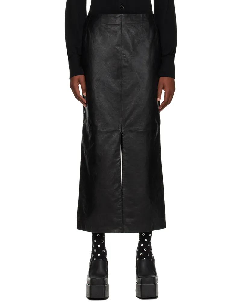 Maiden Name Black Alice Leather Midi Skirt Black