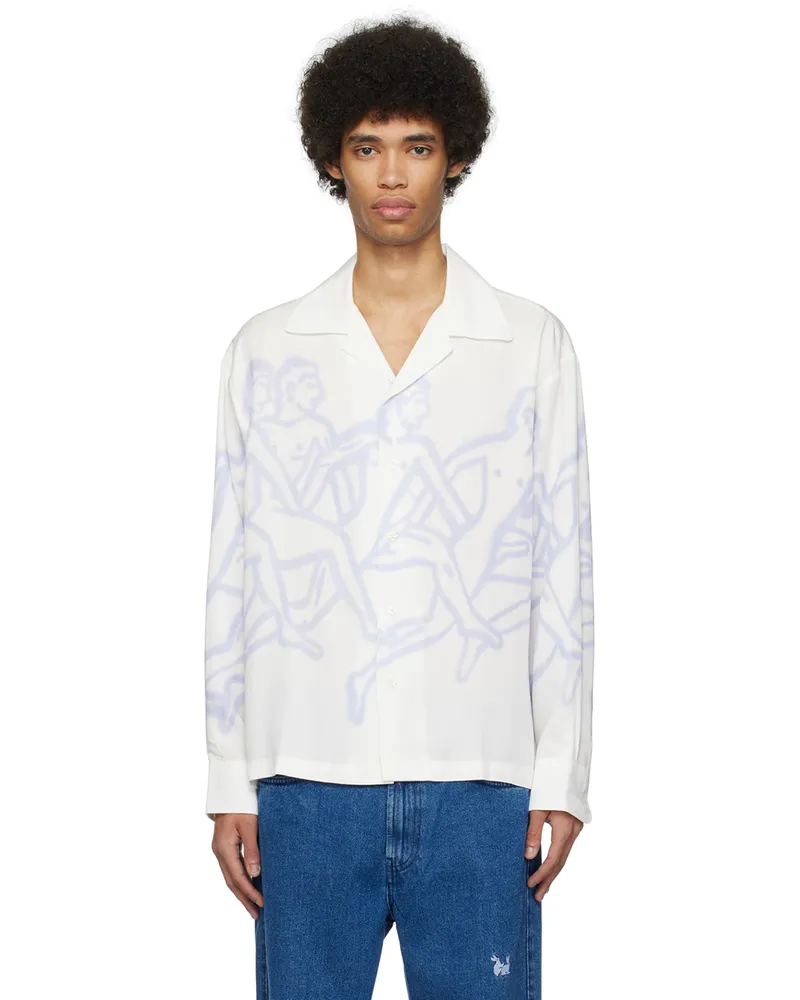 Carne Bollente White & Purple Cloud Runners Shirt Cream