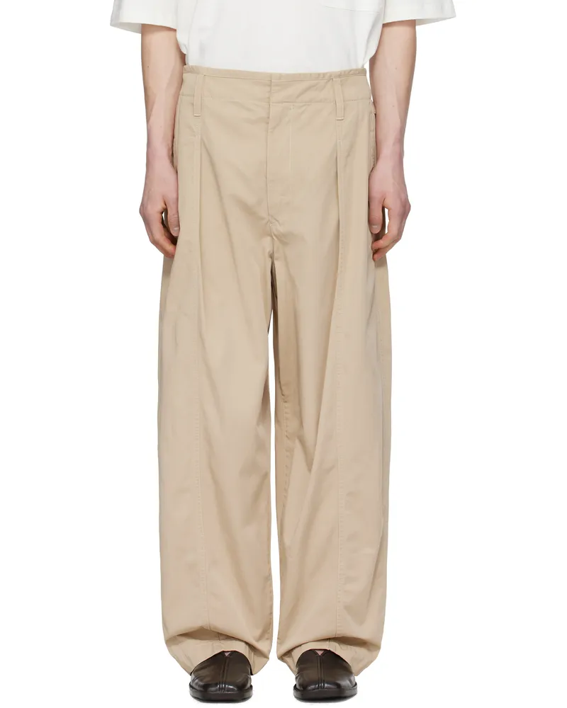 Christophe Lemaire Beige Maxi Pleated Trousers Bg238