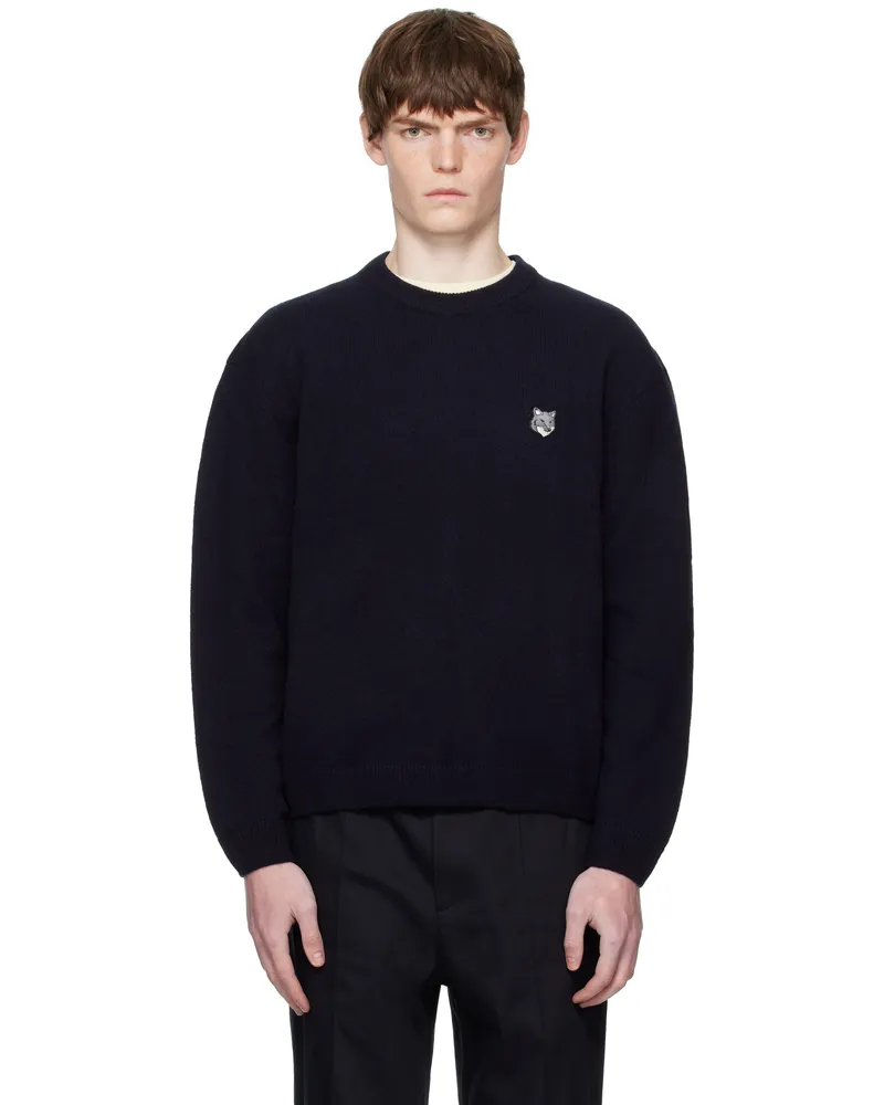 Kitsuné Navy Fox Head Lambswool Comfort Sweater 0413