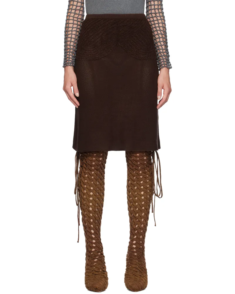 Isa Boulder Brown Sweetheart Midi Skirt Dark